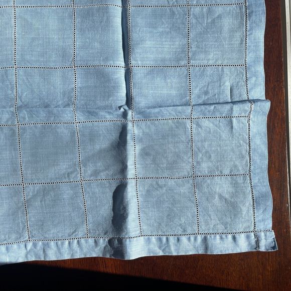 LOT of 3 Vintage Organza Linen Pale Blue Tea Towel & Tablecloth - Picture 8 of 10